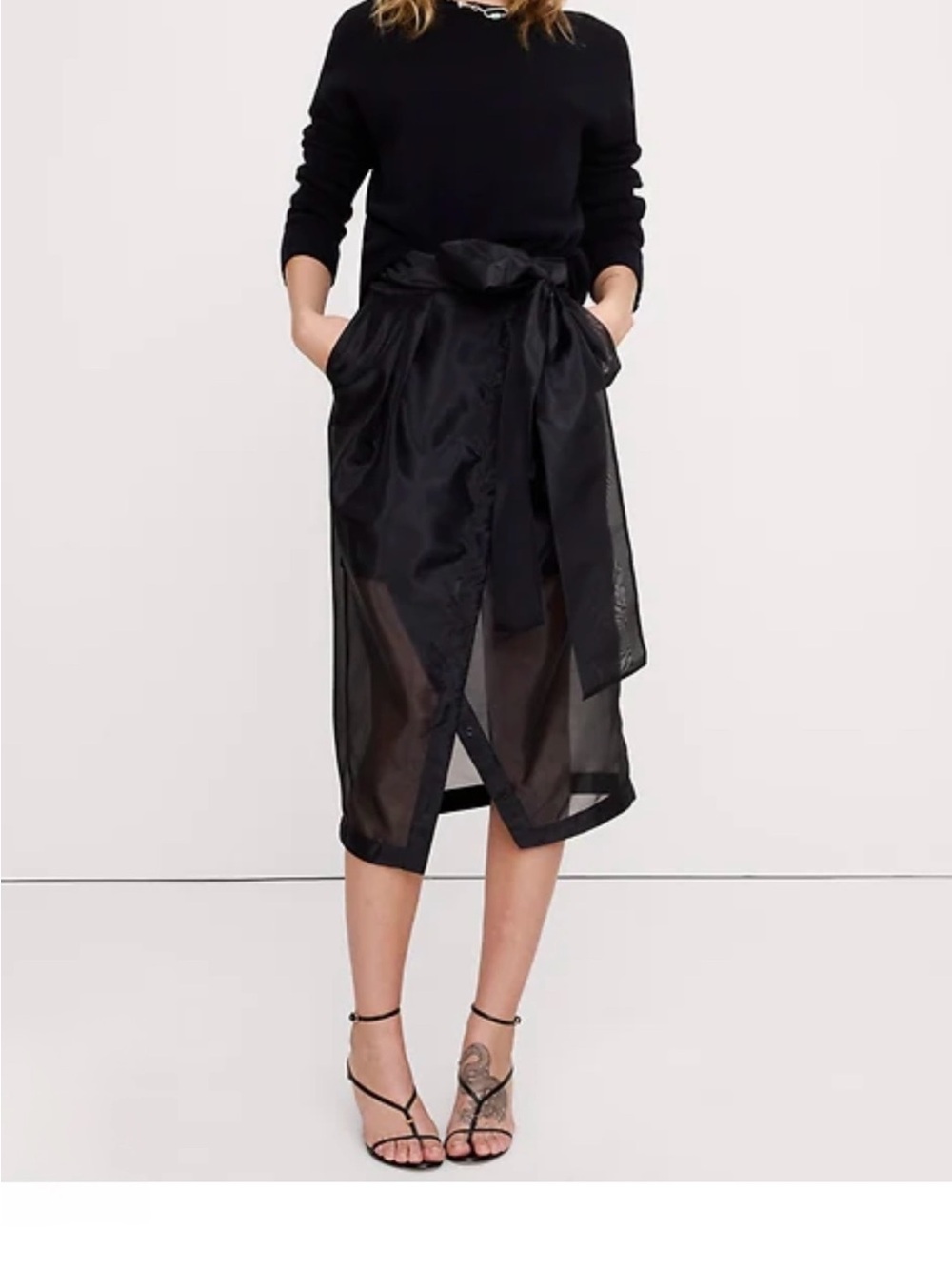 NWT Banana Republic Organza Midi Wrap Skirt Black Size 4 Sold Out